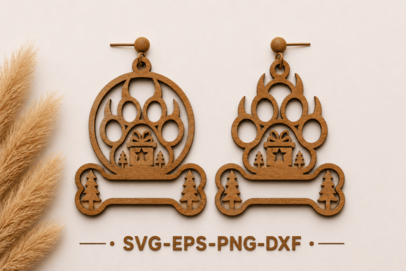 Christmas Bear Paw Earrings SVG: A Festive Touch for Winter Amp Branding
