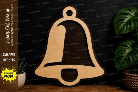 Christmas Bell Ornament Laser Cut SVG for Festive Wall Decor