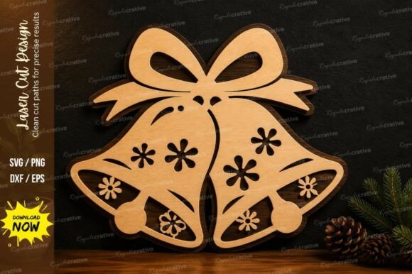 Christmas Bells Laser Cut SVG Design for Festive Wall Decor