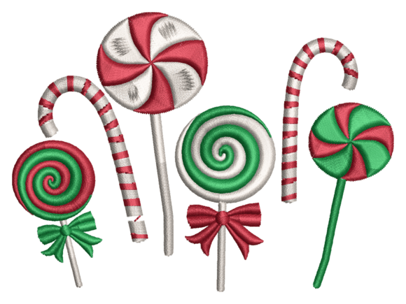 Christmas Candy Cane Lollipop Embroidery for Festive Handmade Creations