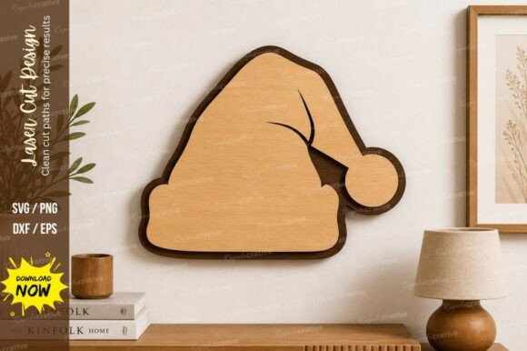 Christmas Santa Hat Laser Cut SVG for Wall Decor Projects