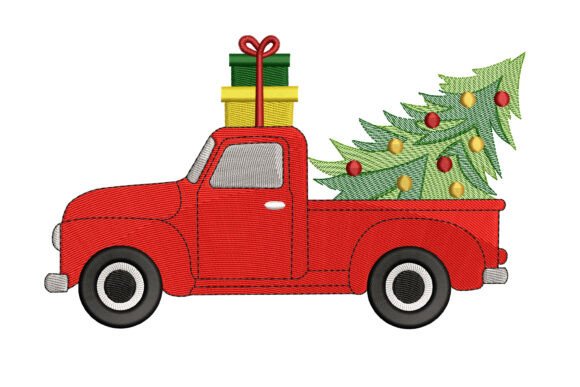 Christmas Truck Embroidery: A Festive Design Asset for Marketers