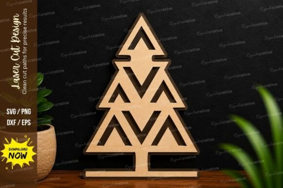 Geometric Christmas Tree Laser Cut SVG for Wall Decor