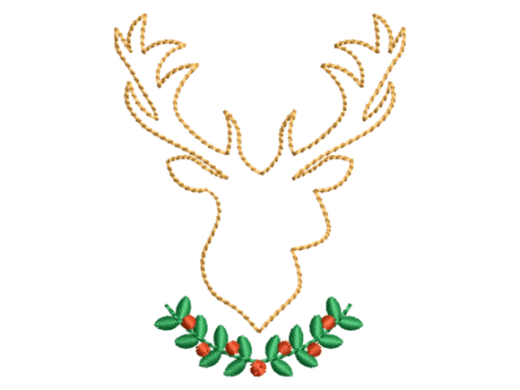 Minimal Deer Antler Embroidery for Christmas Craft Projects
