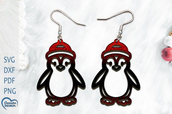 Penguin Christmas Earrings Laser Cut for Digital Sellers