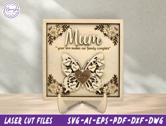 Personalized Mum Butterfly Sign SVG for Mother’s Day Branding